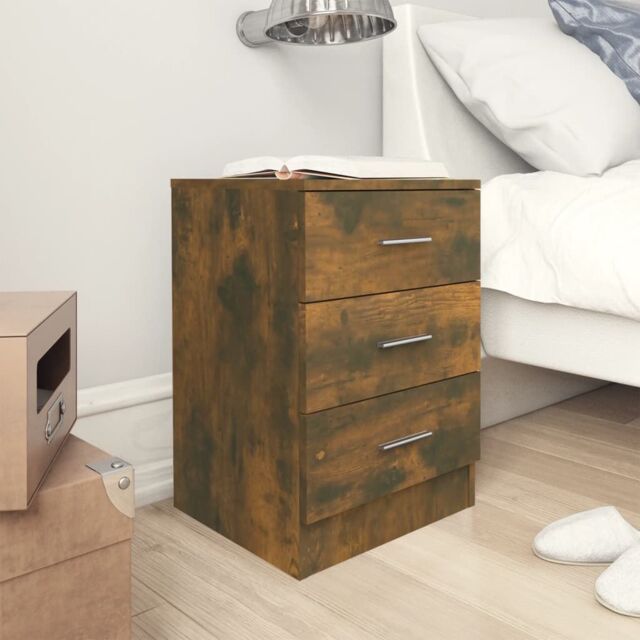 Berkfield Home Bedside Cabinets 2 pcs Smoked Oak 38x35x56 cm Engineered Wood in Brown - Size: 38 x 35 x 56 cm - image 1
