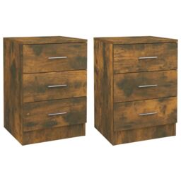 Berkfield Home Bedside Cabinets 2 pcs Smoked Oak 38x35x56 cm Engineered Wood in Brown - Size: 38 x 35 x 56 cm - thumbnail 2