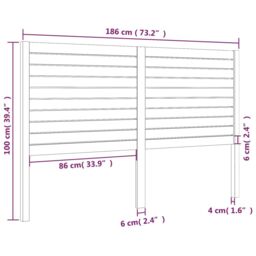 Berkfield Home Bed Headboard 186x4x100 cm Solid Wood Pine in Brown - Size: 186 x 4 x 100 cm - thumbnail 6