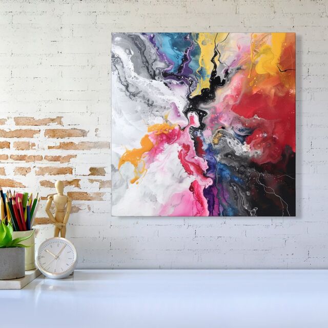 Warren Reed - Designer Explosive Colour Cascade Canvas - Size: w10 inch x h10 inch - image 1