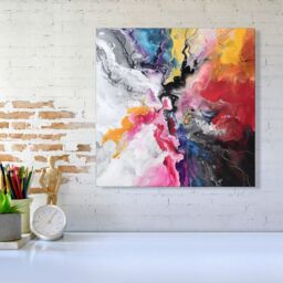 Warren Reed - Designer Explosive Colour Cascade Canvas - Size: w10 inch x h10 inch - thumbnail 1