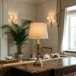 Orsina Antique Brass Table Lamp With Orb Base, Classic Bedside Light, Soft Glow Lighting Lamp For Home & Office in Gold - thumbnail 2