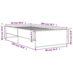 Berkfield Home Durable Bed Frame without Mattress Smoked Oak 90x200 cm in Brown - thumbnail 9