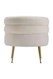 H&O Direct Luxury Teddy Velvet Dressing Make-up Chair in Cream - thumbnail 3