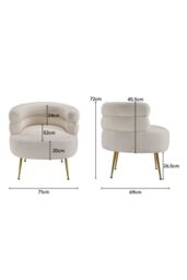 H&O Direct Luxury Teddy Velvet Dressing Make-up Chair in Cream - thumbnail 6