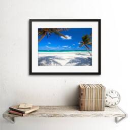 "Artery8 Coconut Palms Beach Caribbean Paradise Photo 12x16"" Framed Art Print in Blue - Size: W12"" x H16""" - thumbnail 2