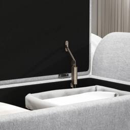 Ventryn Storage Ottoman with Armrest, Upholstered Linen Storage Bench in Grey - thumbnail 5