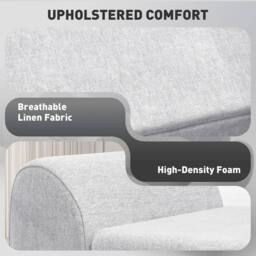 Ventryn Storage Ottoman with Armrest, Upholstered Linen Storage Bench in Grey - thumbnail 4