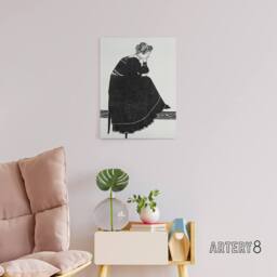 "Artery8 Woman Sitting on a Stool Reijer Stolk Canvas Wall Art Print in White - Size: W12"" x H16""" - thumbnail 3