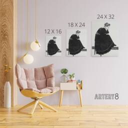 "Artery8 Woman Sitting on a Stool Reijer Stolk Canvas Wall Art Print in White - Size: W12"" x H16""" - thumbnail 4