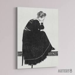 "Artery8 Woman Sitting on a Stool Reijer Stolk Canvas Wall Art Print in White - Size: W12"" x H16""" - thumbnail 2