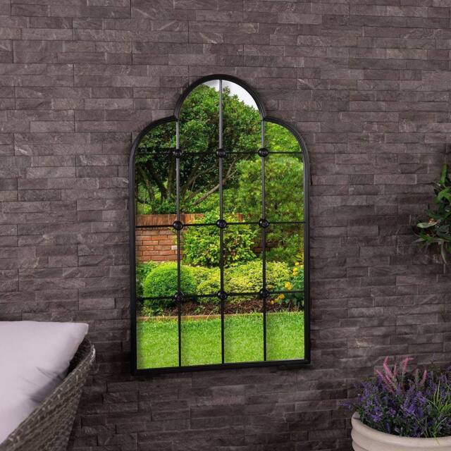 Charles Bentley Monaco Garden Mirror Weather Resistant Wall Mount in Black - image 1
