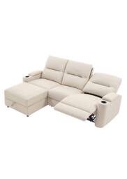 More4Homes Avery 3 Seater Electric Recliner Chaise Lounge Fabric Sofa in Beige - thumbnail 3