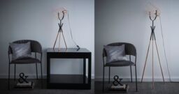 K LIVING Fulton Industrial Metal Cage Tripod Copper & Black Table Lamp or Floor Lamp - thumbnail 1