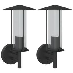 Berkfield Home Outdoor Wall Lights 2pcs Black Stainless Steel - thumbnail 3
