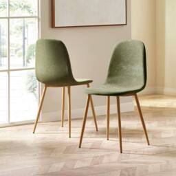 Cheshire Alverton Olive Green Chenille Upholstered Dining Chairs - Set of 4 - thumbnail 5