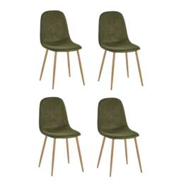 Cheshire Alverton Olive Green Chenille Upholstered Dining Chairs - Set of 4 - thumbnail 1