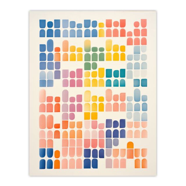 "Artery8 Wall Art Print Pastel Abstract Geometric Calming Artwork Watercolour Minimalist Poster - Size: W12"" x H16""" - image 1