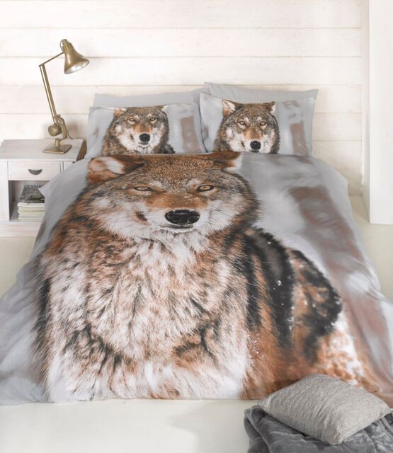 Rapport Home Wolf Polycotton Duvet Cover Set With Pillowcase - Size: King - image 1