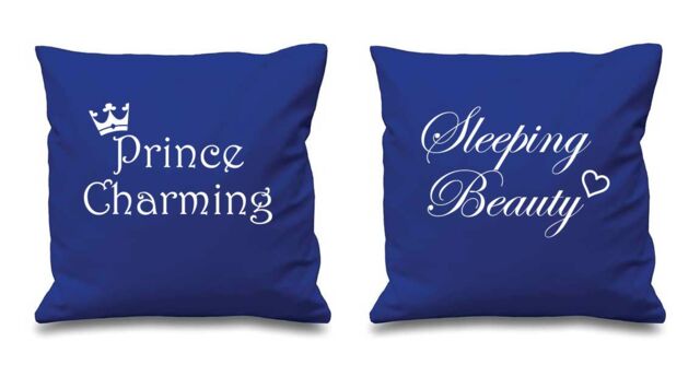 60 SECOND MAKEOVER Prince Charming Sleeping Beauty Cushion Covers in Blue - Size: 40 cm x 40 cm