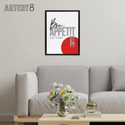 "Artery8 Bon Appetit Kitchen Framed Canvas Wall Art Print in White - Size: W24"" x H32""" - thumbnail 3