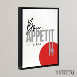 "Artery8 Bon Appetit Kitchen Framed Canvas Wall Art Print in White - Size: W24"" x H32""" - thumbnail 2