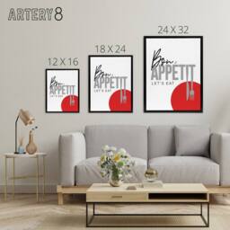 "Artery8 Bon Appetit Kitchen Framed Canvas Wall Art Print in White - Size: W24"" x H32""" - thumbnail 4