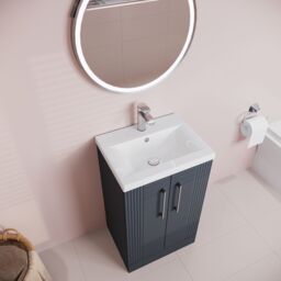 Balterley Floor Standing 2 Door Vanity Unit - Mid-Edge Basin 500mm, Satin Dark Grey - thumbnail 3