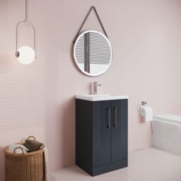 Balterley Floor Standing 2 Door Vanity Unit - Mid-Edge Basin 500mm, Satin Dark Grey - thumbnail 4