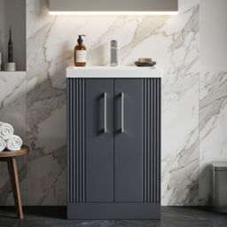 Balterley Floor Standing 2 Door Vanity Unit - Mid-Edge Basin 500mm, Satin Dark Grey - thumbnail 9