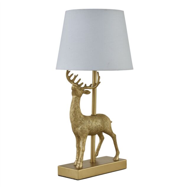 First Choice Lighting Grace - Gold Stag Table Lamp with White Shade - image 1