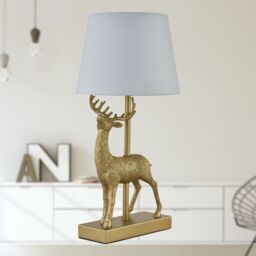 First Choice Lighting Grace - Gold Stag Table Lamp with White Shade - thumbnail 6