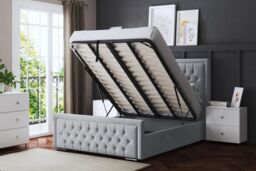 DS Living Allegra Upholstered Silver Ottoman Bed with Headboard - Size: King - thumbnail 4