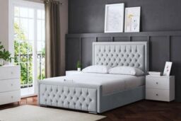 DS Living Allegra Upholstered Silver Ottoman Bed with Headboard - Size: King - thumbnail 1