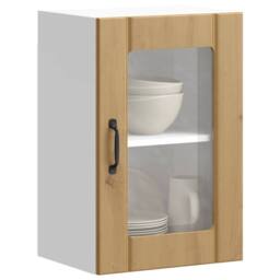 Berkfield Home Kitchen Wall Cabinet with Glass Door Lucca Artisan Oak in Brown - thumbnail 2