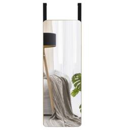 Costway Wall Mounted Mirror Over The Door Mirror w/ Hook Full Length Mirror in Natural - thumbnail 1