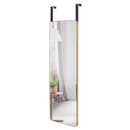 Costway Wall Mounted Mirror Over The Door Mirror w/ Hook Full Length Mirror in Natural - thumbnail 5