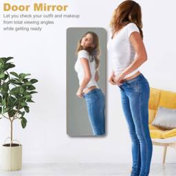 Costway Wall Mounted Mirror Over The Door Mirror w/ Hook Full Length Mirror in Natural - thumbnail 9