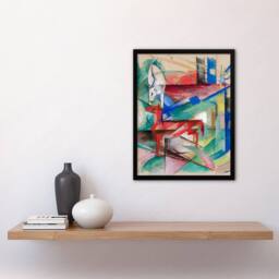 Artery8 Franz Marc Framed Wall Art Landscape with Animals Abstract Painting - Size: A4 - thumbnail 2
