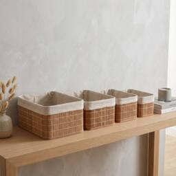 Garden Greatness 4 Pack Bamboo Storage Baskets in Natural - thumbnail 2