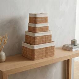 Garden Greatness 4 Pack Bamboo Storage Baskets in Natural - thumbnail 1