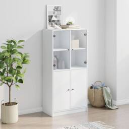 Berkfield Home Highboard with Doors White 68x37x142 cm Engineered Wood - Size: 68 x 37 x 142 cm - thumbnail 3