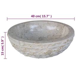 Berkfield Home Elegant Basin Marble 40 cm Cream - thumbnail 7