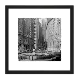 Artery8 New York City Bowling Green Park Vintage Photo 8X8 Inch Square Wooden Framed Wall Art Print Picture with Mount in Black - thumbnail 1
