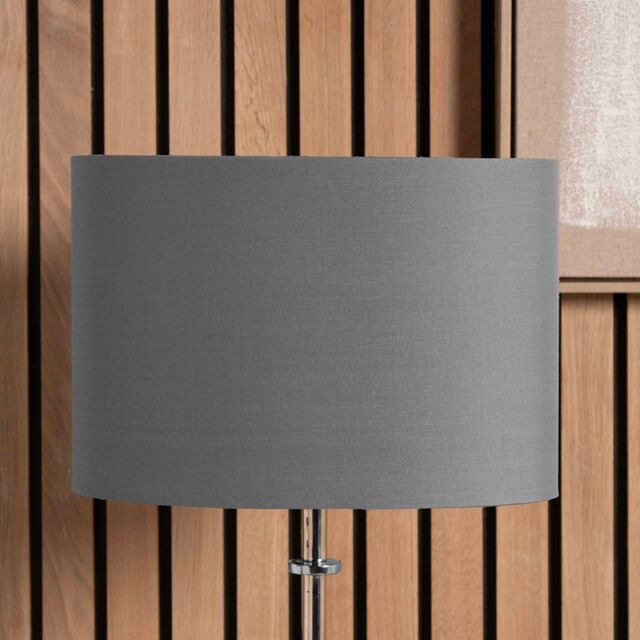 Ruma Grey Oval Poly Cotton Lamp Shade for Table Lamps - Size: 16 inches - image 1
