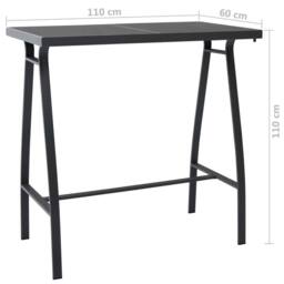 Berkfield Home Garden Bar Table Black 110x60x110 cm Tempered Glass - Size: 110 x 60 x 110 cm - thumbnail 5