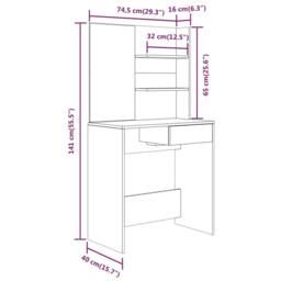 Berkfield Home Dressing Table with Mirror White 74.5x40x141 cm - thumbnail 9