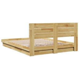 Berkfield Home Bed Frame with Headboard Frame 150x200 cm King Size Solid Wood Oak in Light Brown - thumbnail 8