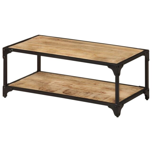 Berkfield Home Coffee Table 90x45x35 cm Solid Rough Mango Wood in Brown - Size: 90 x 45 x 35 cm - image 1