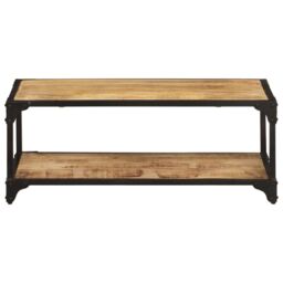 Berkfield Home Coffee Table 90x45x35 cm Solid Rough Mango Wood in Brown - Size: 90 x 45 x 35 cm - thumbnail 2
